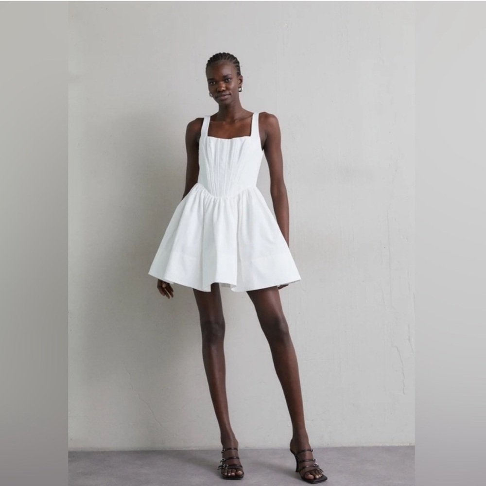 STAUD White Landscape Cotton Blend Mini Dress 12